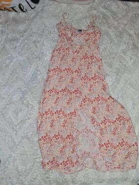 J for Justify Coral and Cream Floral Midi Dress